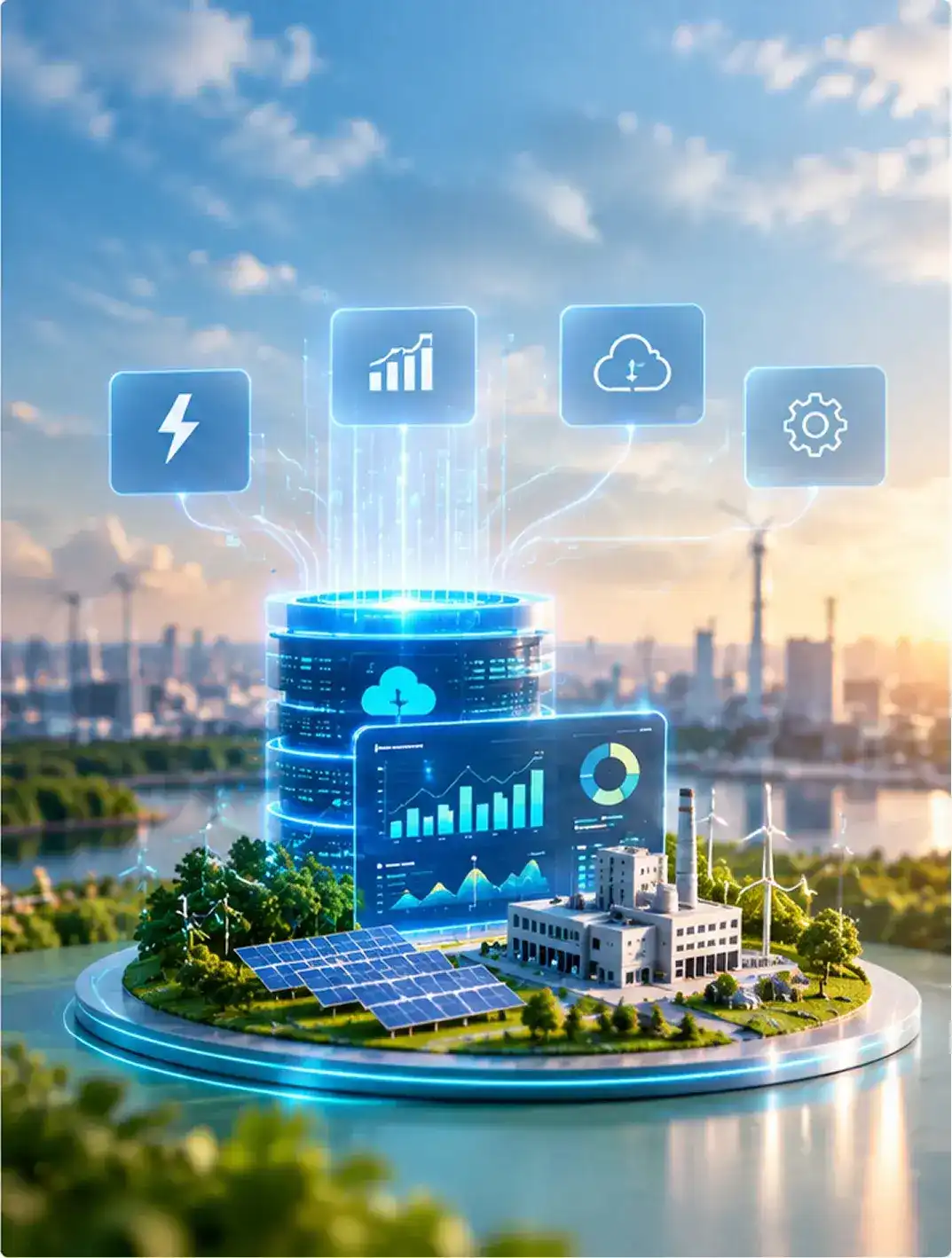 Energy analyst working at a laptop